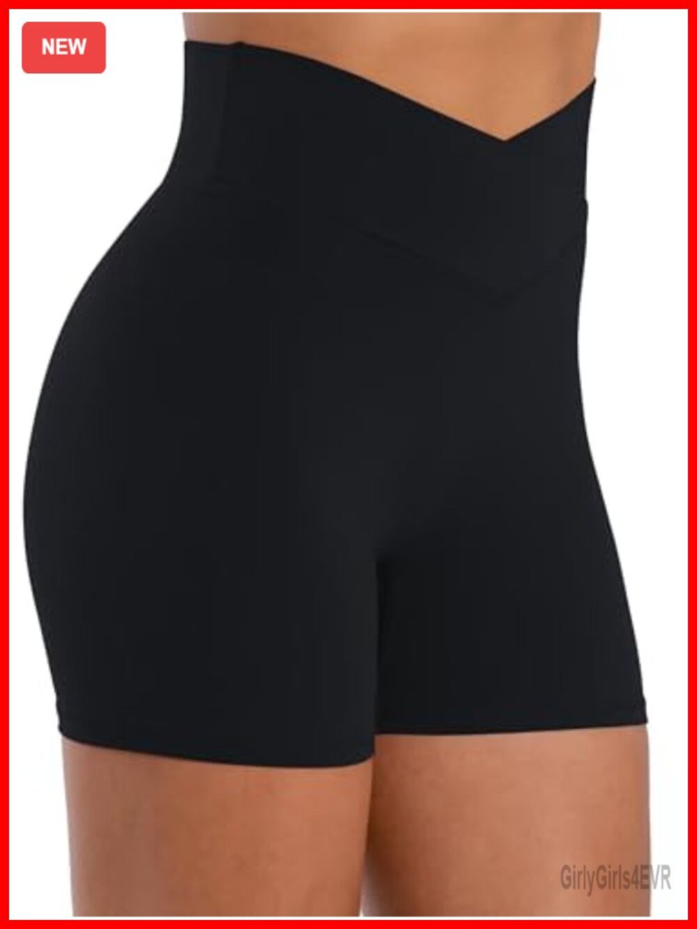 High Waisted Crossover Butt Lifting Biker Shorts Tummy Control 4"